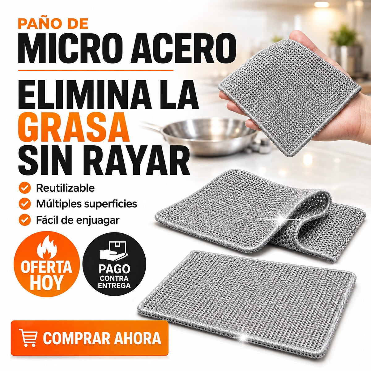Pack 5 Paños de Micro Acero Multiusos